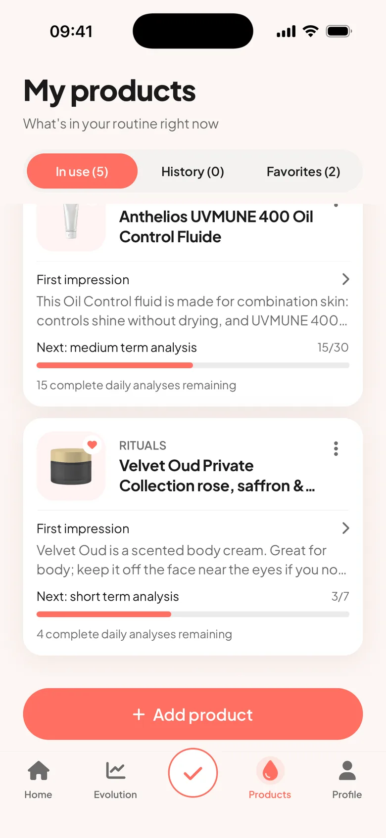 List of skincare products in use